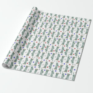 Statue of Liberty - Patriotic Stars Wrapping Paper