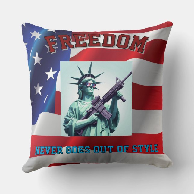 Statue of Liberty Patriotic Sunglasses M4 Rifle  Cushion (Back)
