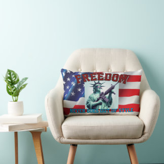 Statue of Liberty Patriotic Sunglasses M4 Rifle Lumbar Cushion