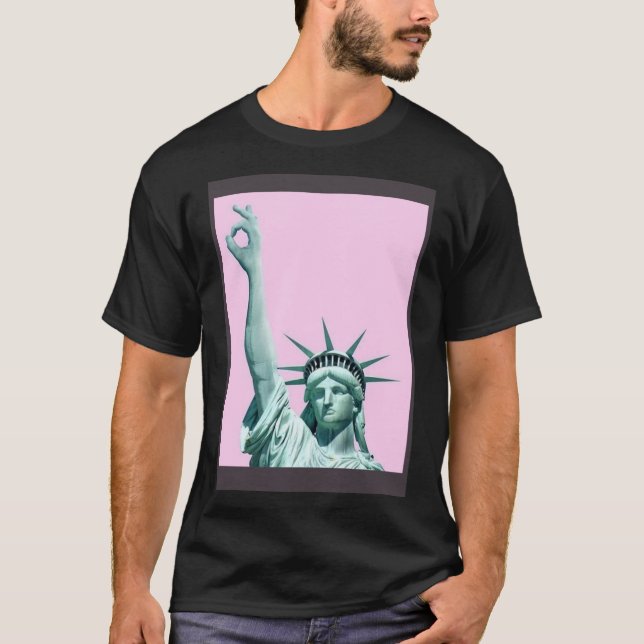 Statue of Liberty Pink  Women s  Men s USA T-Shirt (Front)