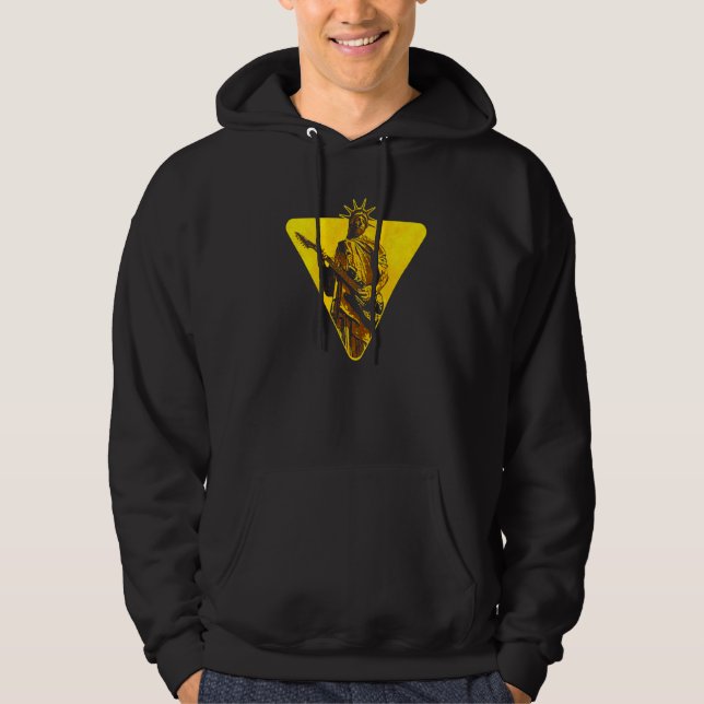 Statue of Liberty Playing Electric Guitar Bass Roc Hoodie (Front)