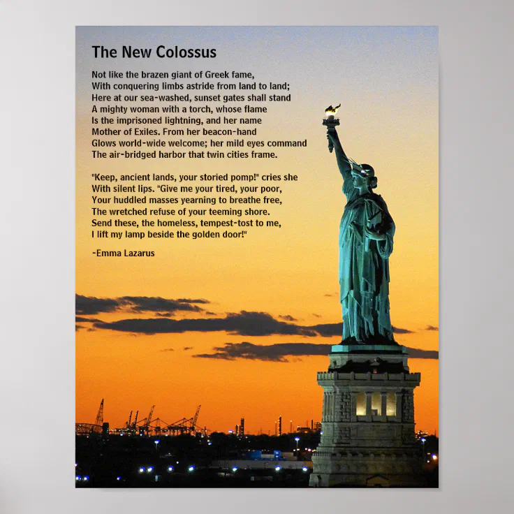 Statue of Liberty Poem, The New Colossus Poster Zazzle