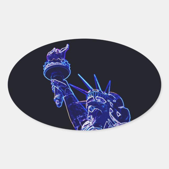 Statue of Liberty Pop Art Oval Sticker (Front)