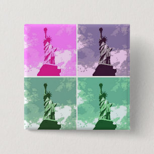 Statue of Liberty Pop Art USA Symbol 15 Cm Square Badge