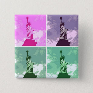 Statue of Liberty Pop Art USA Symbol 15 Cm Square Badge