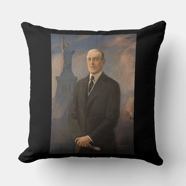 Statue of Liberty & President Woodrow Wilson Cushion (Front)