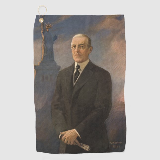 Statue of Liberty & President Woodrow Wilson Golf Towel (Front)