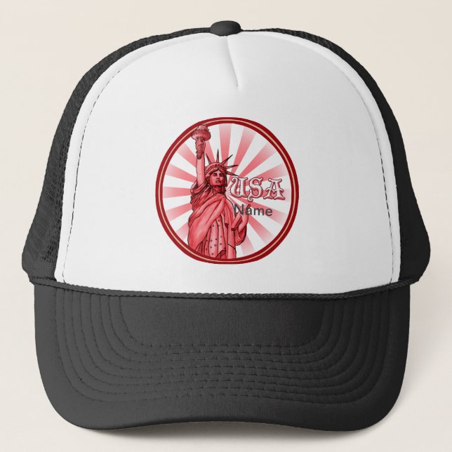 Statue of Liberty Red USA Trucker Hat (Front)