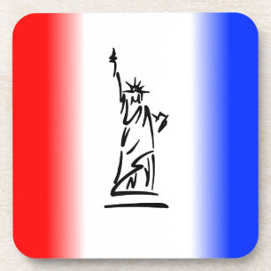 Statue of Liberty Red White Blue Stripe Coaster