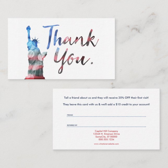 statue of liberty refer a friend program business card (Front/Back)