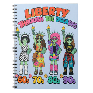 Statue of Liberty Retro Fashion Through 4 Decades Notebook