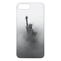 Statue of liberty shrouded in fog