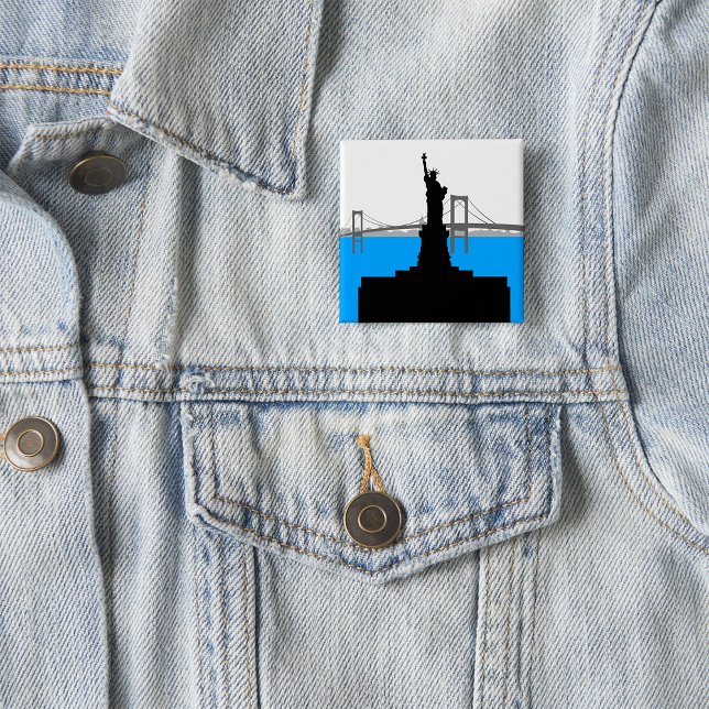 Statue of Liberty Silhouette New York Skyline 15 Cm Square Badge (Creator Uploaded)