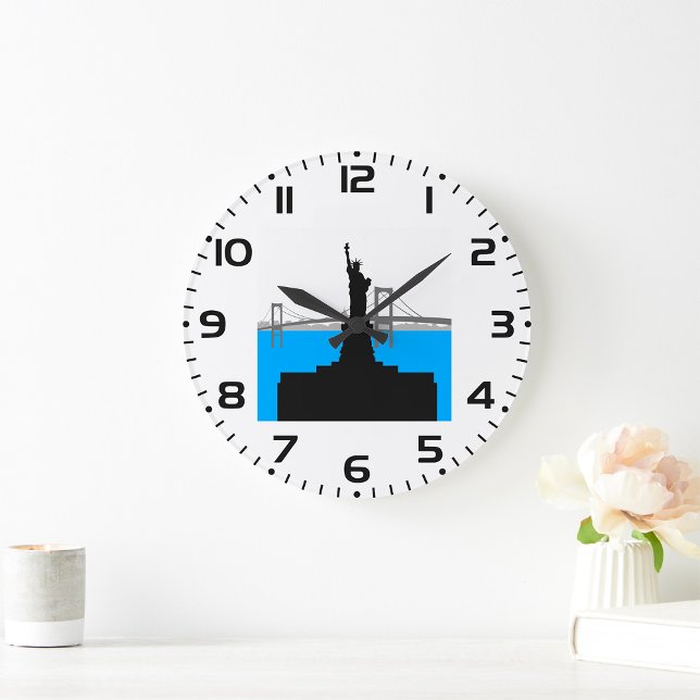 Statue of Liberty Silhouette New York Skyline Large Clock (Creator Uploaded)