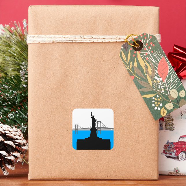 Statue of Liberty Silhouette New York Skyline Square Sticker (Creator Uploaded)