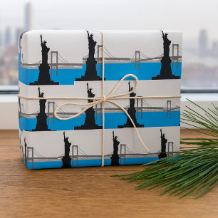 Statue of Liberty Silhouette New York Skyline Wrapping Paper