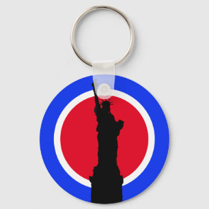 Statue of Liberty Silhouette Pop Art Key Ring