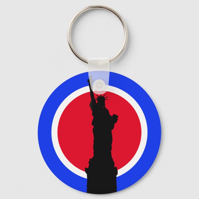 Statue of Liberty Silhouette Pop Art Key Ring (Front)