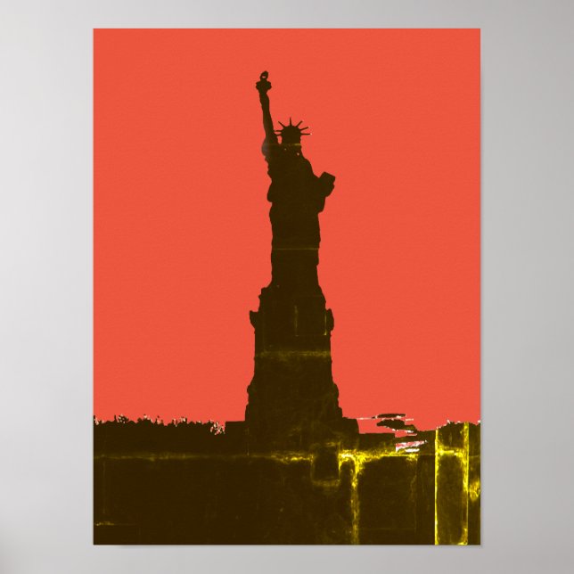 Statue of Liberty Silhouette Pop Art Poster (Front)