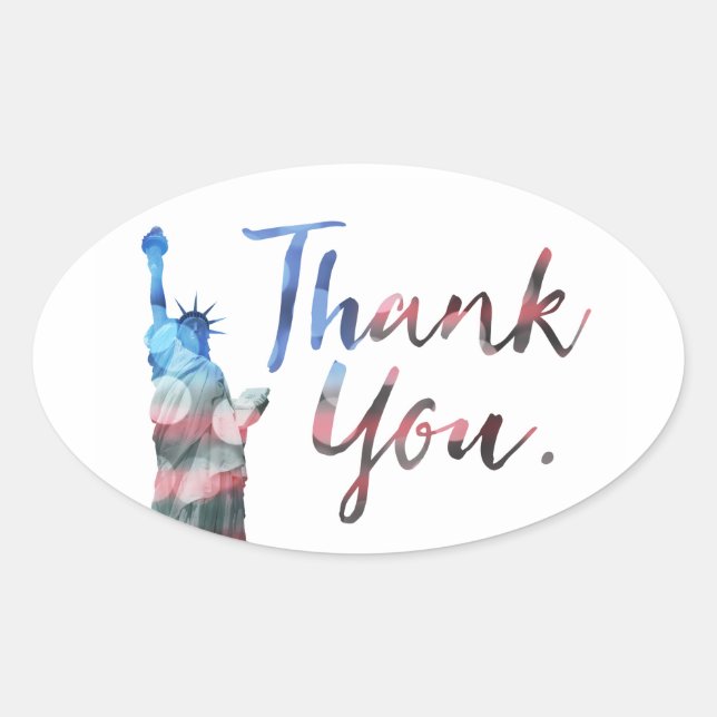 Statue of Liberty Thank You Veterans Oval Sticker (Front)