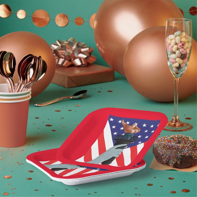 Statue of Liberty Torch with American Flag  Paper Plate (Creator Uploaded)