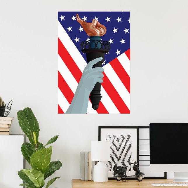 Statue of Liberty Torch with American Flag  Poster (Creator Uploaded)