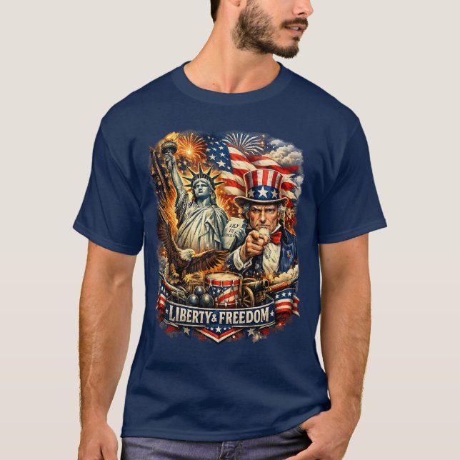 Statue of Liberty & Uncle Sam Freedom Tee (Front)