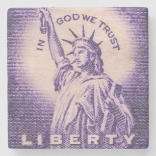 Statue of Liberty US Vintage Stone Coaster