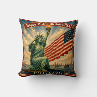 Statue of Liberty USA 250 Years July 4 Patriot Cushion