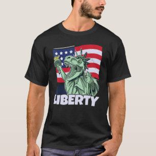 Statue Of Liberty Usa America Flag & Happy 4th Ju T-Shirt