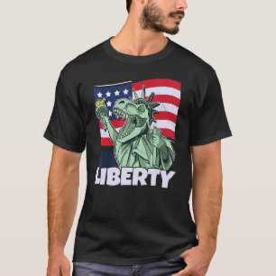 Statue Of Liberty Usa America Flag & Happy 4th Ju T-Shirt