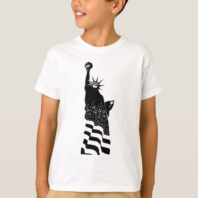 Statue of Liberty USA Black American Symbol T-Shirt (Front)