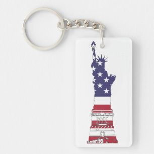 Statue of Liberty, USA Flag, Stars & Stripes Key Ring