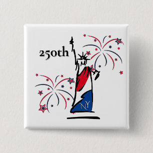 Statue of Liberty w/ Fireworks 250th Independence 15 Cm Square Badge