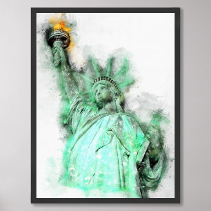 Statue of Liberty Watercolor Close-up Portrait Photo Print