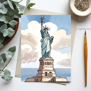 Statue of Liberty   Watercolor Landmark Card
