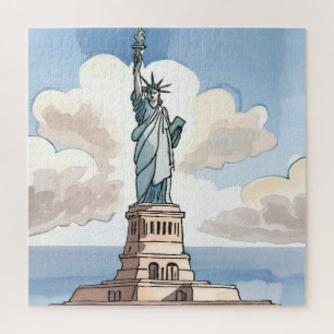Statue of Liberty   Watercolor Landmark Jigsaw Puzzle