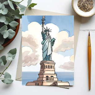 Statue of Liberty   Watercolor Landmark Postcard