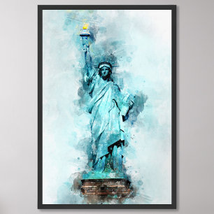 Statue of Liberty Watercolor Photo Print