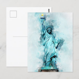 Statue of Liberty Watercolor Postcard