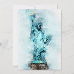 Statue of Liberty Watercolor Thank You Card