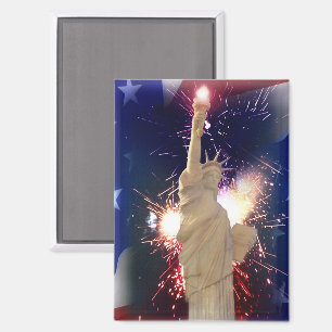 Statue of Liberty with 4th of July Fireworks  Magnet