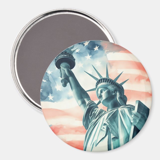 Statue of Liberty with American flag Magnet (Front/Back)