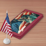 Statue of Liberty With American Flag Personalised Trifold Wallet<br><div class="desc">Your name with the Statue of Liberty holding up her torch in front of the American flag.</div>