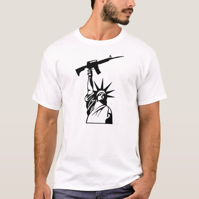 Statue of Liberty with Assault Rifle T-Shirt (Front)