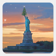 Statue of Liberty with Christmas Tree