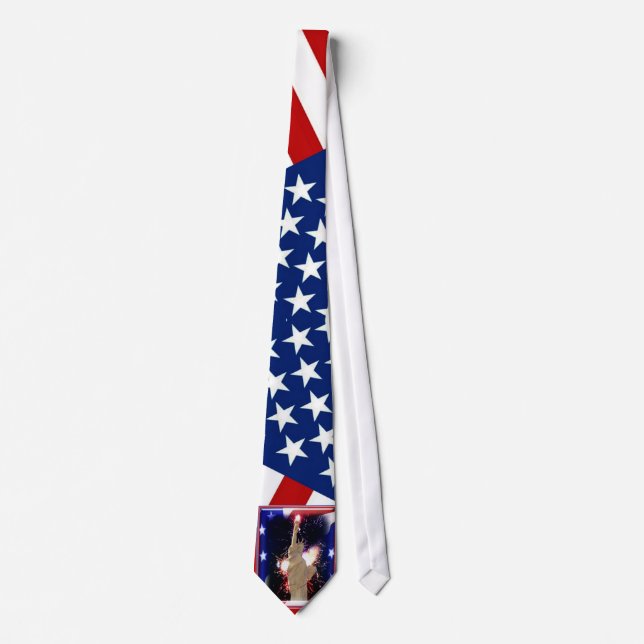 Statue of Liberty with Fireworks for 4th of July Tie (Front)