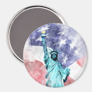 Statue of Liberty with flag watercolor Magnet