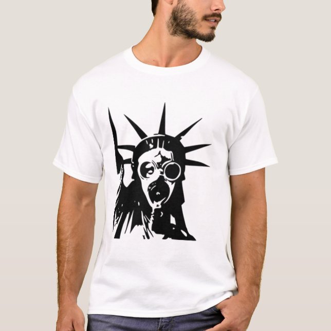 Statue of Liberty with Gas Mask T-Shirt (Front)