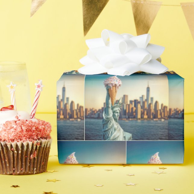 Statue of Liberty With Ice Cream Cone Wrapping Paper (Birthday Party)